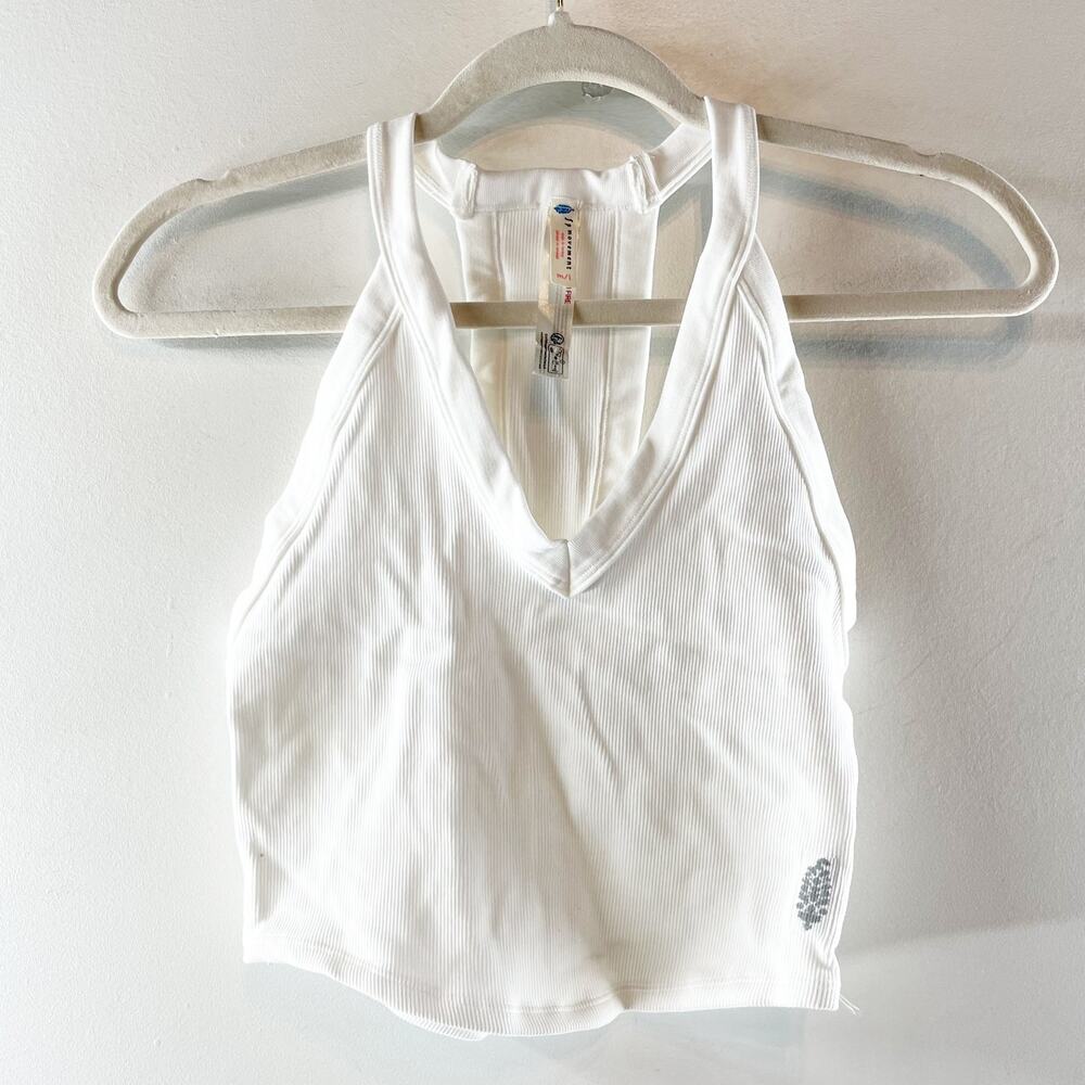 FP Movement All Clear V Neck Ribbed Racerback Cami Tank Top White M/L - Picture 5 of 6